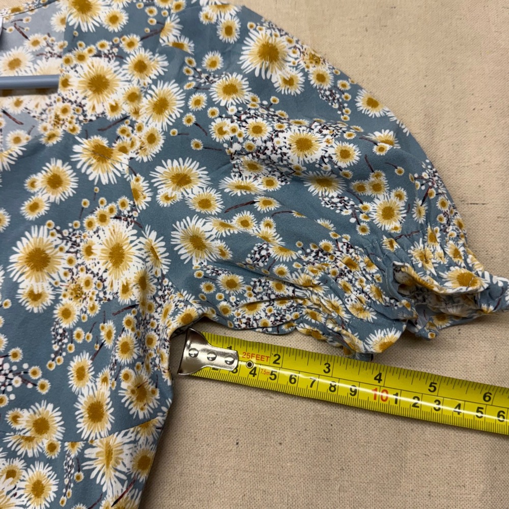 Nnine Womens Blue Floral Daisy Print Puff Sleeve Midi Dress Size M Sweetheart - Picture 9 of 14